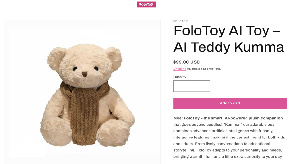 Singapore-based Folotoy's AI teddy bear 'Teddy Kumma' back on sale after researchers found it discussing inappropriate topics for children